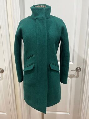 J. Crew Stadium Cloth Cocoon Coat Italian Wool in Green Size 2